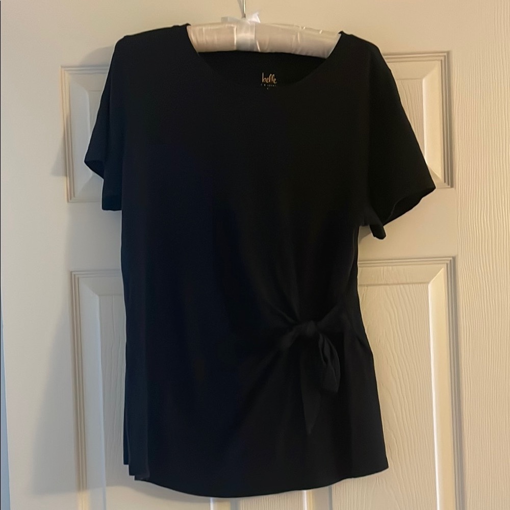 Black Tie-Front Top